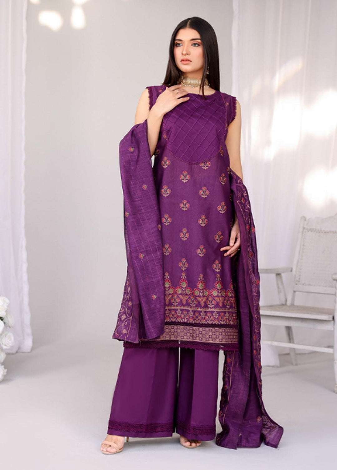 Mehru by Mahnur Embroidered Lawn Suits Unstitched 3 Piece MN23M 06 - Luxury Collection
