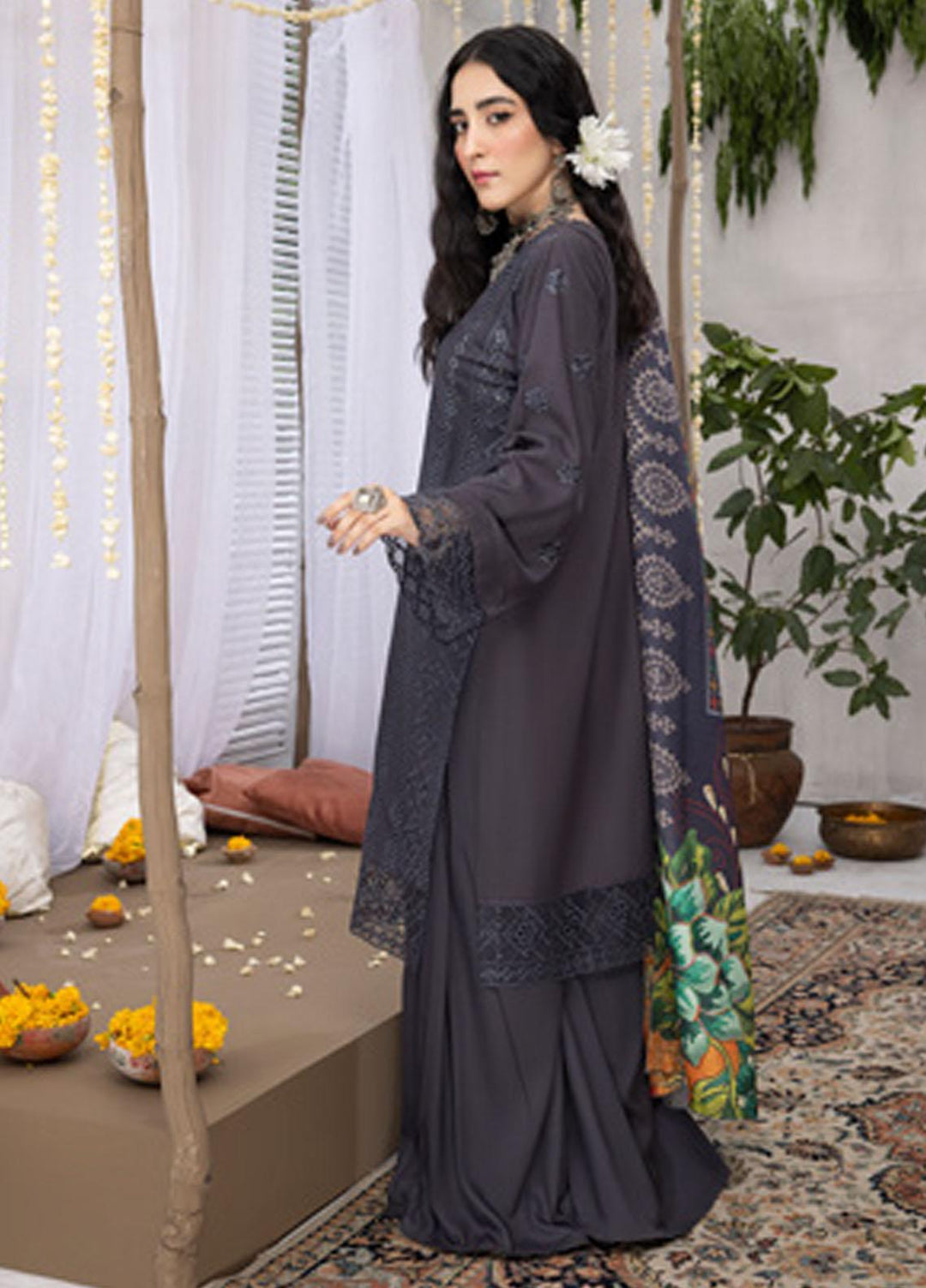 Mehru By Mahnur Embroidered Linen Suits Unstitched 3 Piece MN23MSL D-01 - Winter Collection