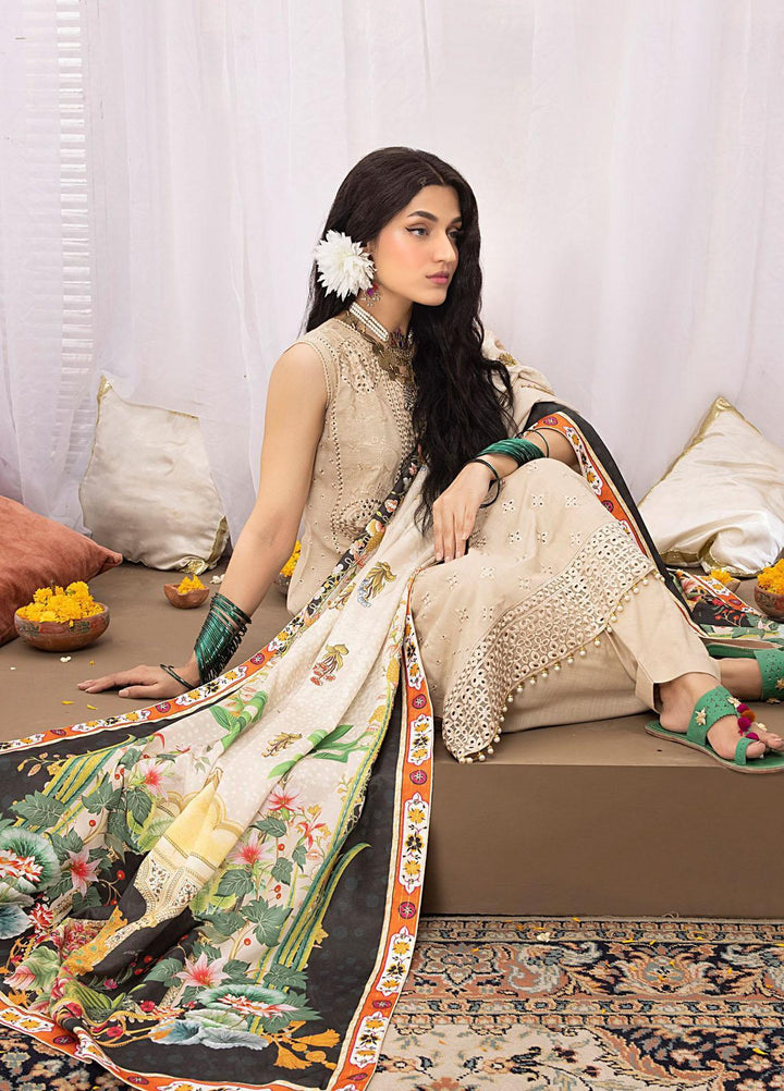 Mehru By Mahnur Embroidered Linen Suits Unstitched 3 Piece MN23MSL D-04 - Winter Collection