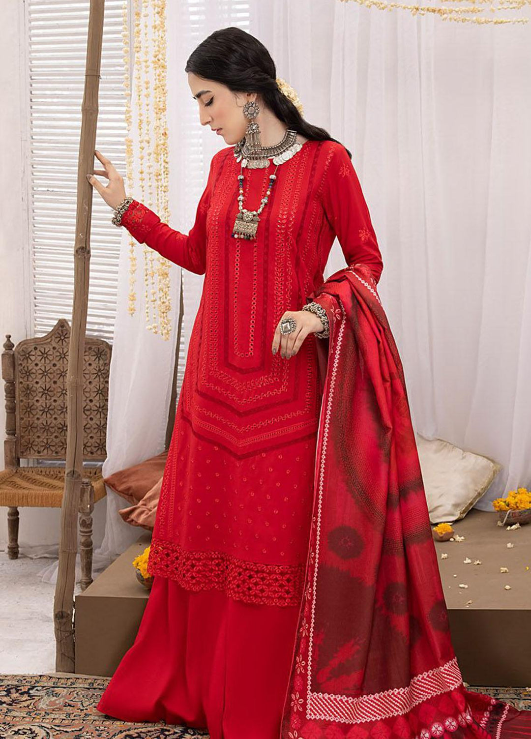 Mehru By Mahnur Embroidered Linen Suits Unstitched 3 Piece MN23MSL D-05 - Winter Collection