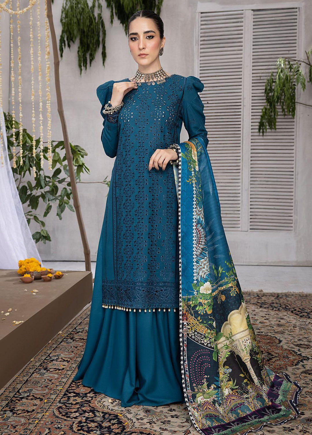 Mehru By Mahnur Embroidered Linen Suits Unstitched 3 Piece MN23MSL D-07 - Winter Collection