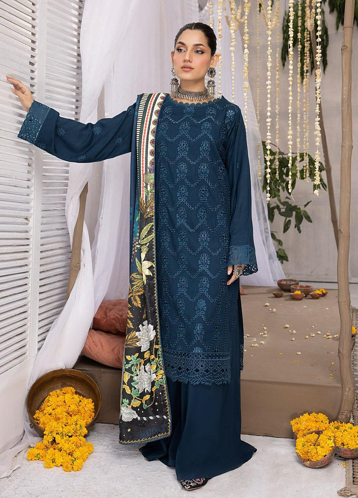 Mehru By Mahnur Embroidered Linen Suits Unstitched 3 Piece MN23MSL D-08 - Winter Collection