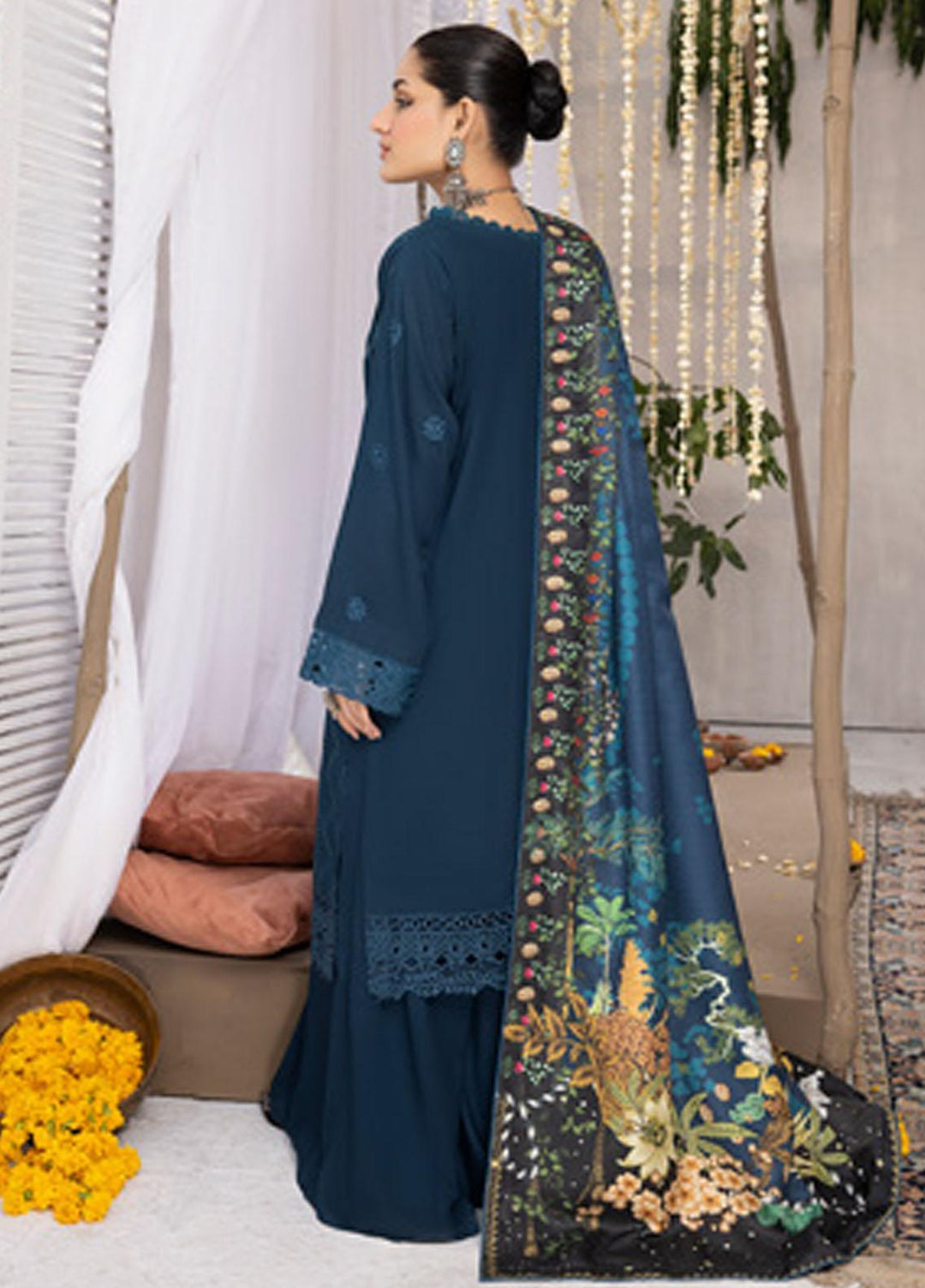 Mehru By Mahnur Embroidered Linen Suits Unstitched 3 Piece MN23MSL D-08 - Winter Collection