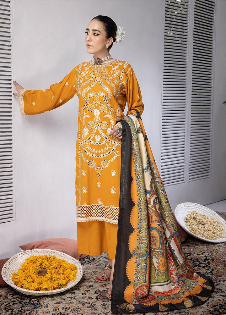 Mehru By Mahnur Embroidered Linen Suits Unstitched 3 Piece MN23MSL D-11 - Winter Collection