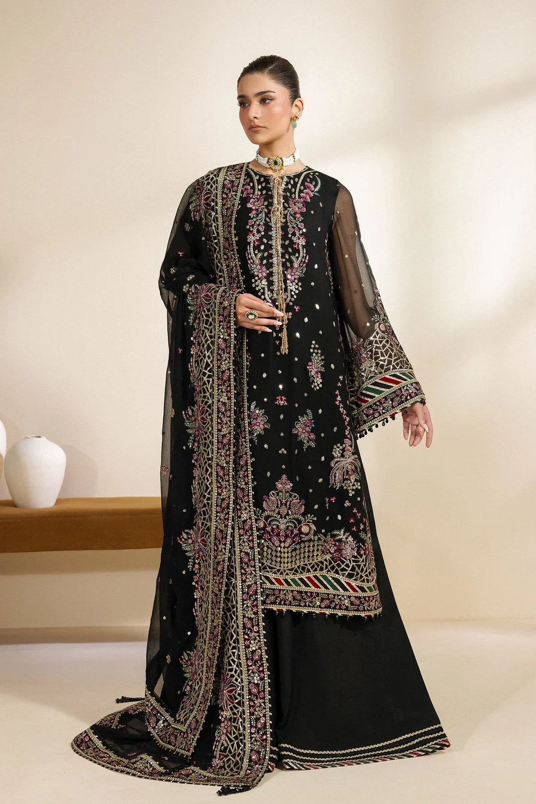 Meraki by Zarif Unstitched Embroidered Chiffon 3 Piece Suit ZR26UCM MEHSKI 02 - Festive Collection