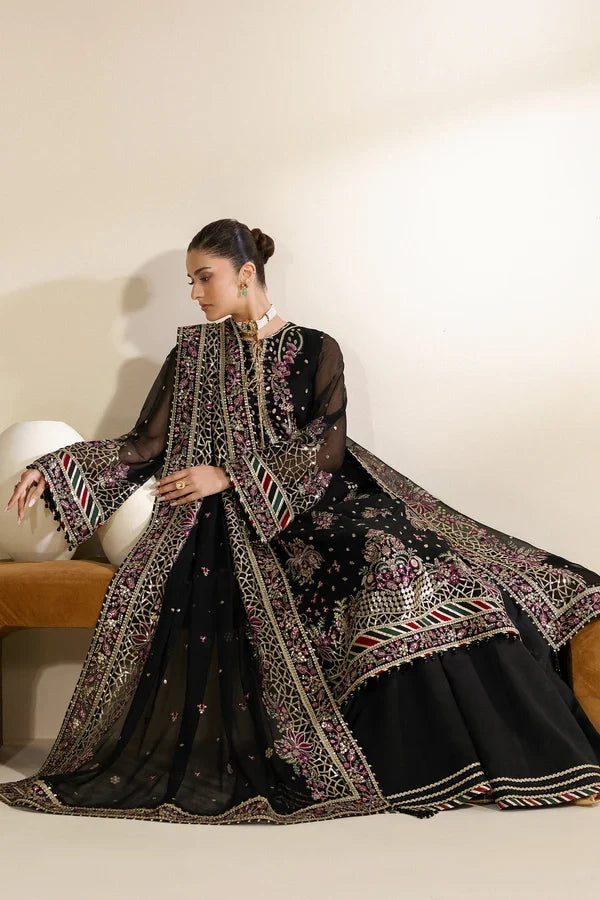 Meraki by Zarif Unstitched Embroidered Chiffon 3 Piece Suit ZR26UCM MEHSKI 02 - Festive Collection