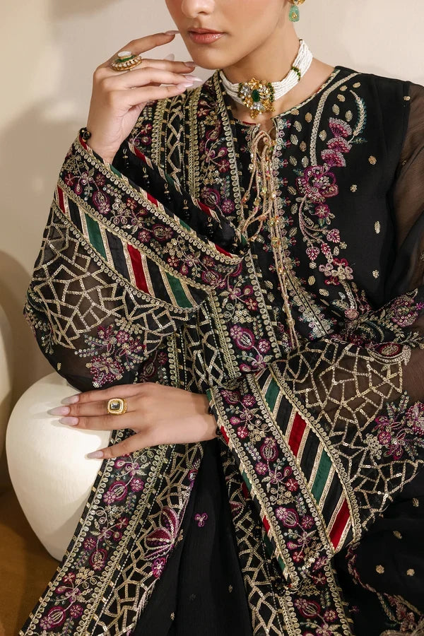 Meraki by Zarif Unstitched Embroidered Chiffon 3 Piece Suit ZR26UCM MEHSKI 02 - Festive Collection