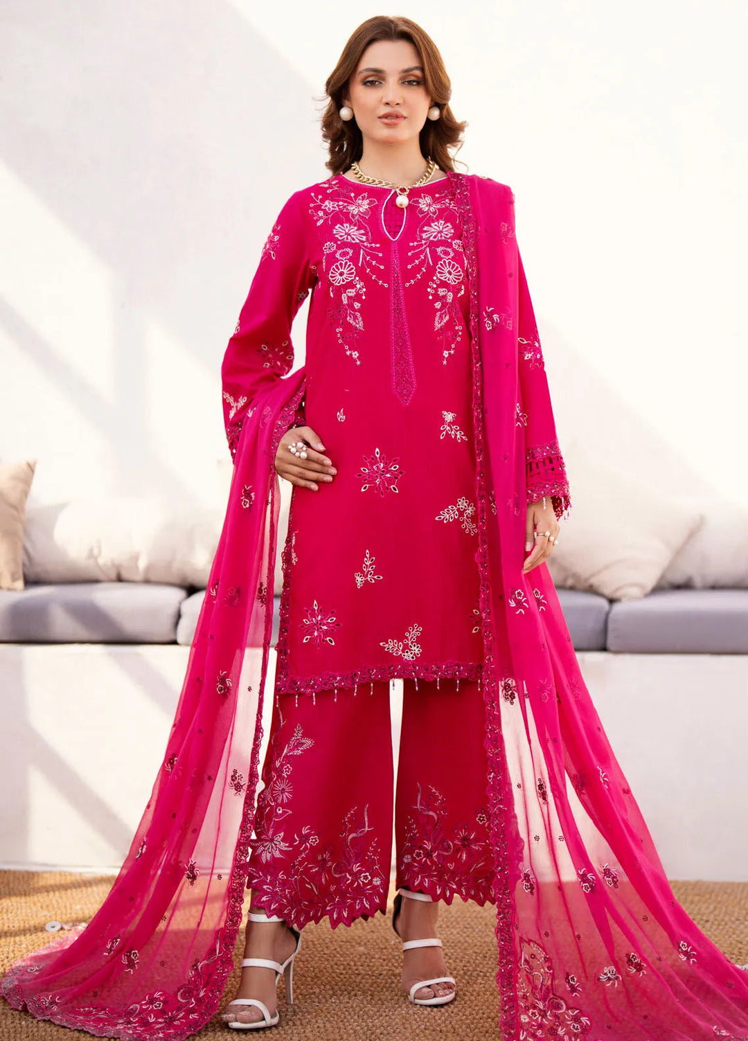 Mellisa By Emaan Adeel Embroidered Lawn Suit Unstitched 3 Piece EA24M ME-04 Ash - Summer Collection