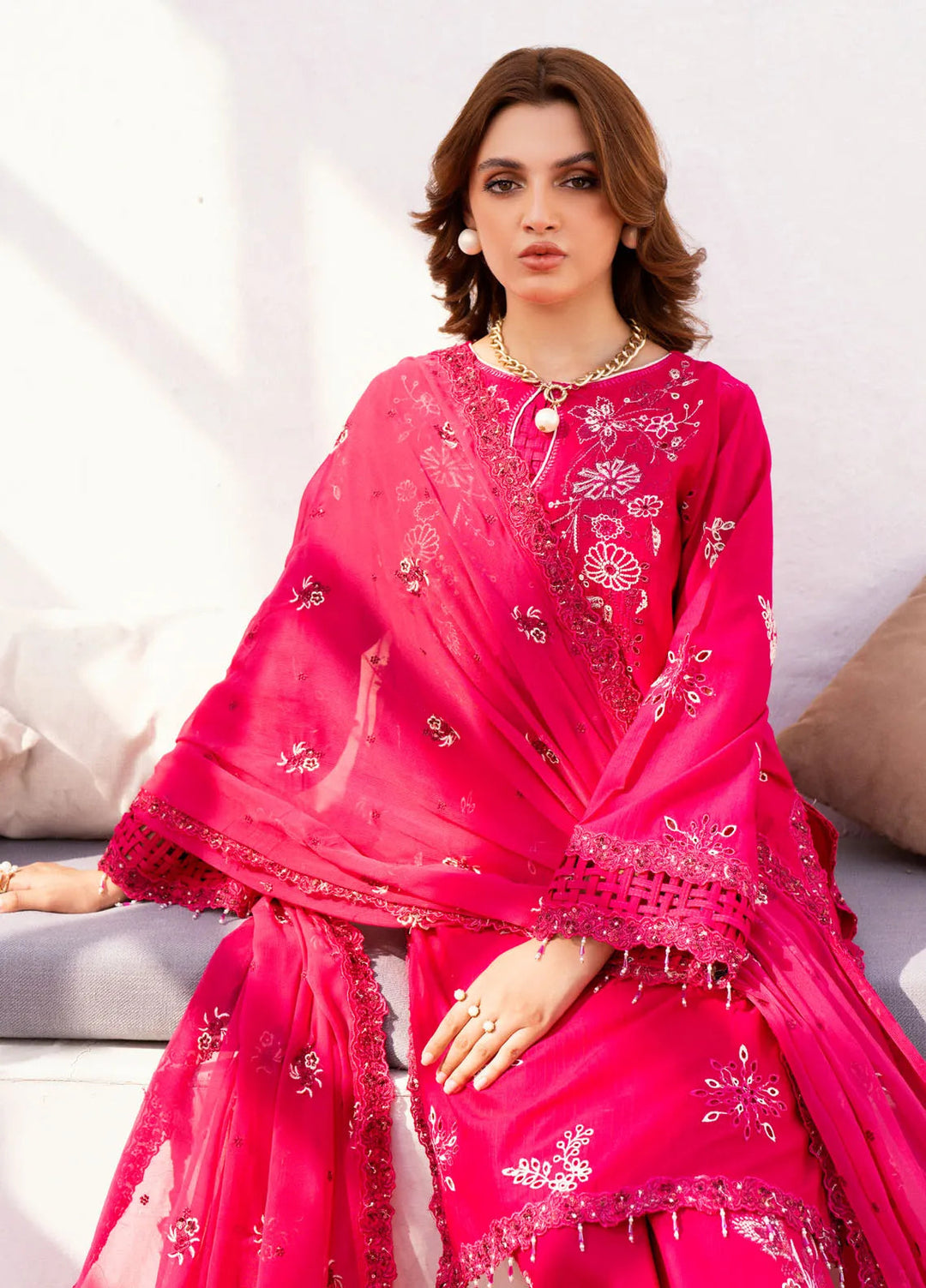 Mellisa By Emaan Adeel Embroidered Lawn Suit Unstitched 3 Piece EA24M ME-04 Ash - Summer Collection