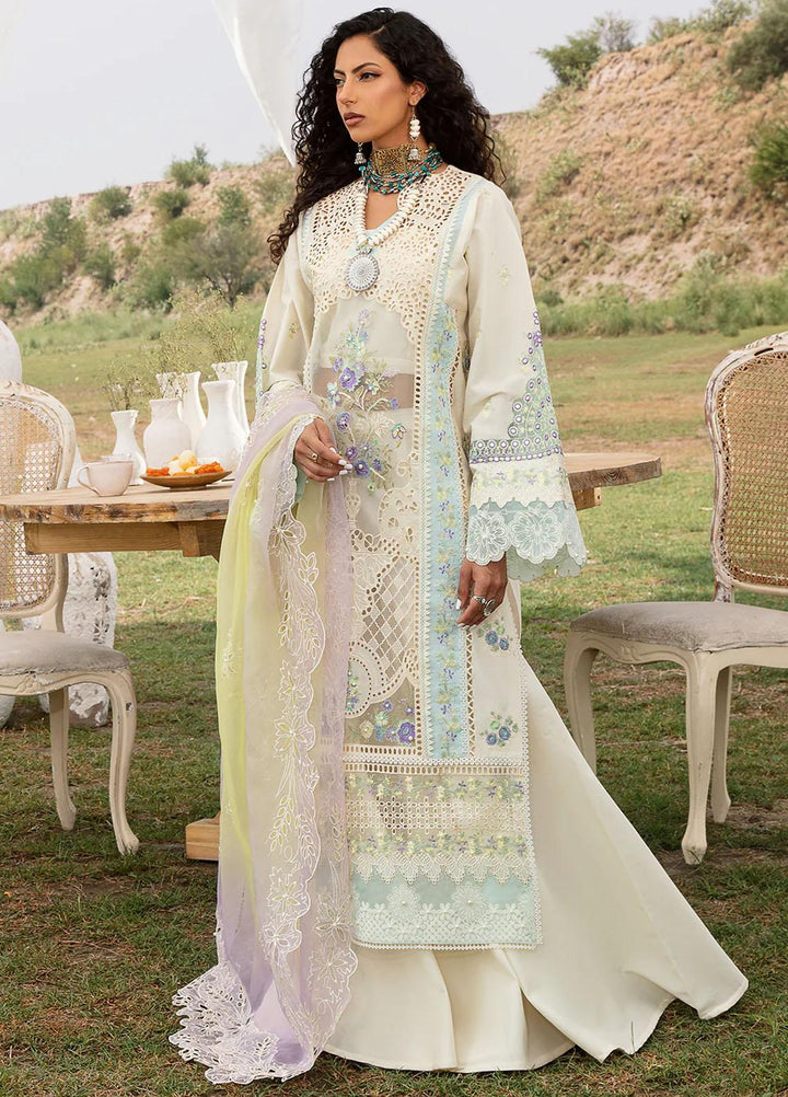 Mem Saab By Bin Ilyas Embroidered Lawn Suits Unstitched 3 Piece BI23MS 711-A - Luxury Collection