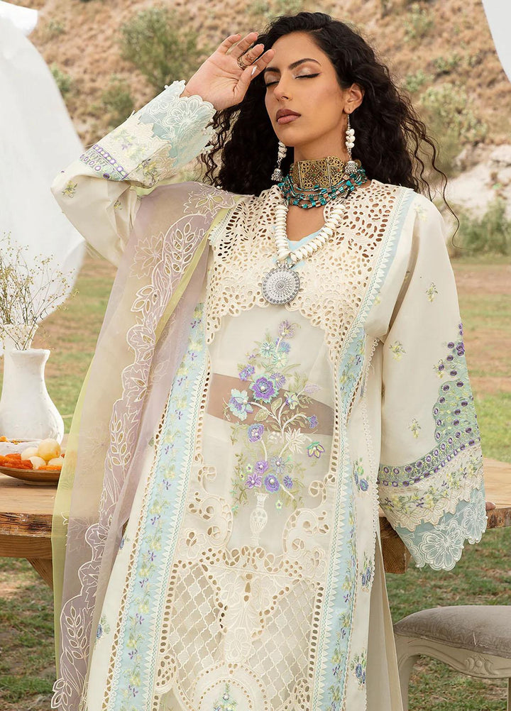 Mem Saab By Bin Ilyas Embroidered Lawn Suits Unstitched 3 Piece BI23MS 711-A - Luxury Collection
