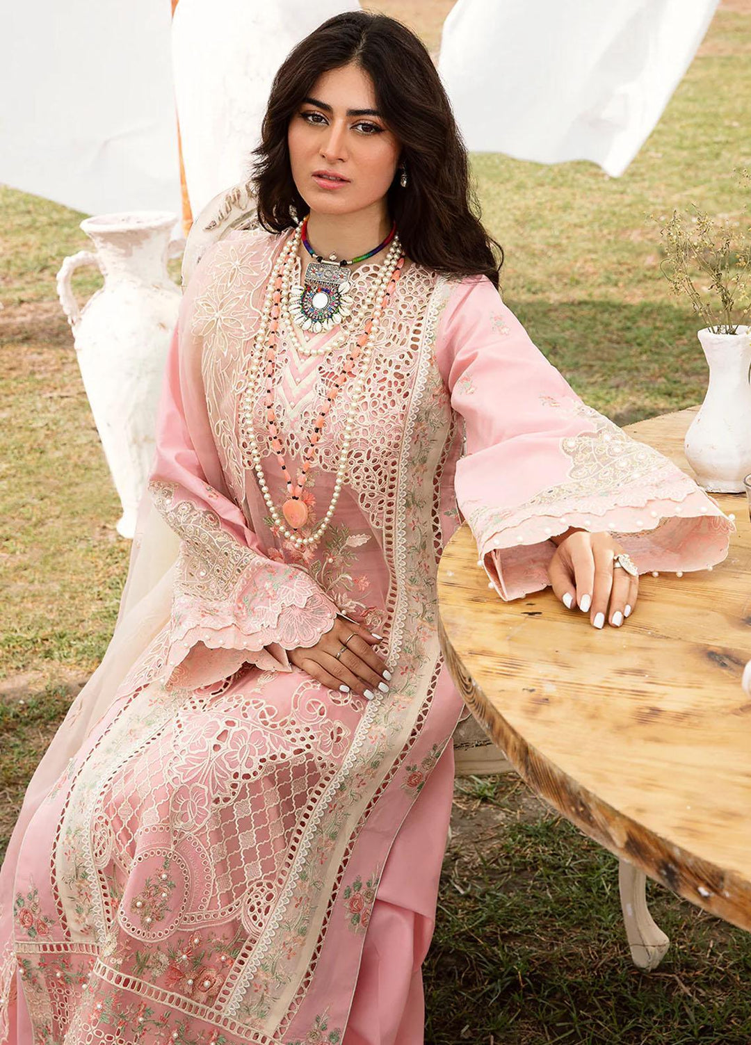 Mem Saab By Bin Ilyas Embroidered Lawn Suits Unstitched 3 Piece BI23MS 711-B - Luxury Collection