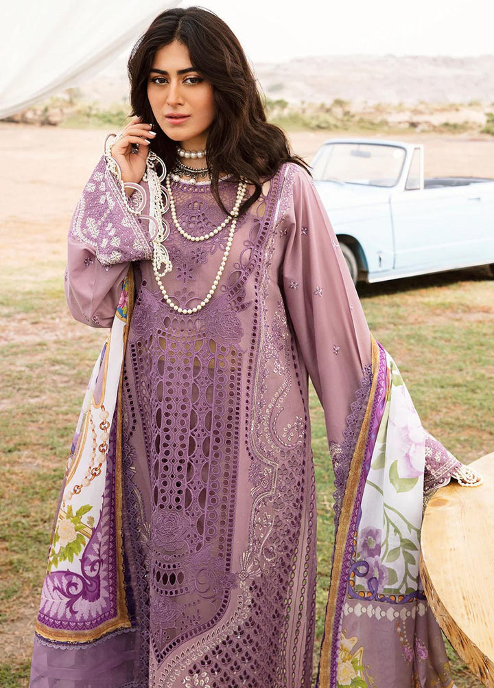 Mem Saab By Bin Ilyas Embroidered Lawn Suits Unstitched 3 Piece BI23MS 713-A - Luxury Collection