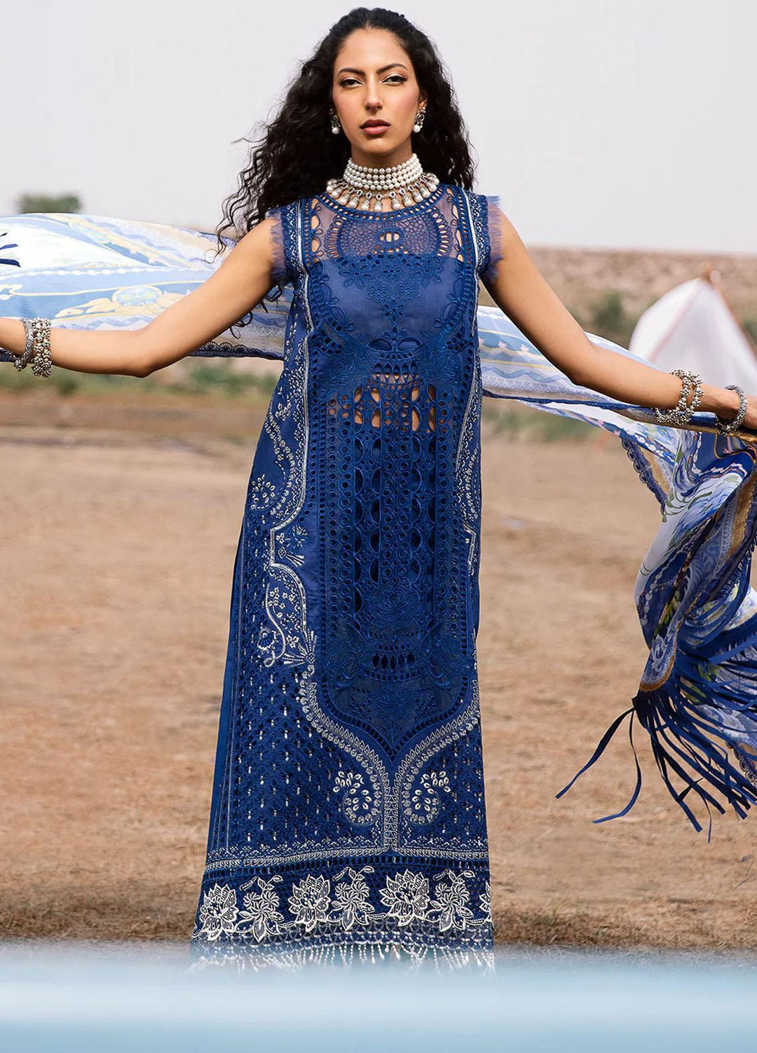 Mem Saab By Bin Ilyas Embroidered Organza Suits Unstitched 3 Piece BI23MS 713-B - Luxury Collection