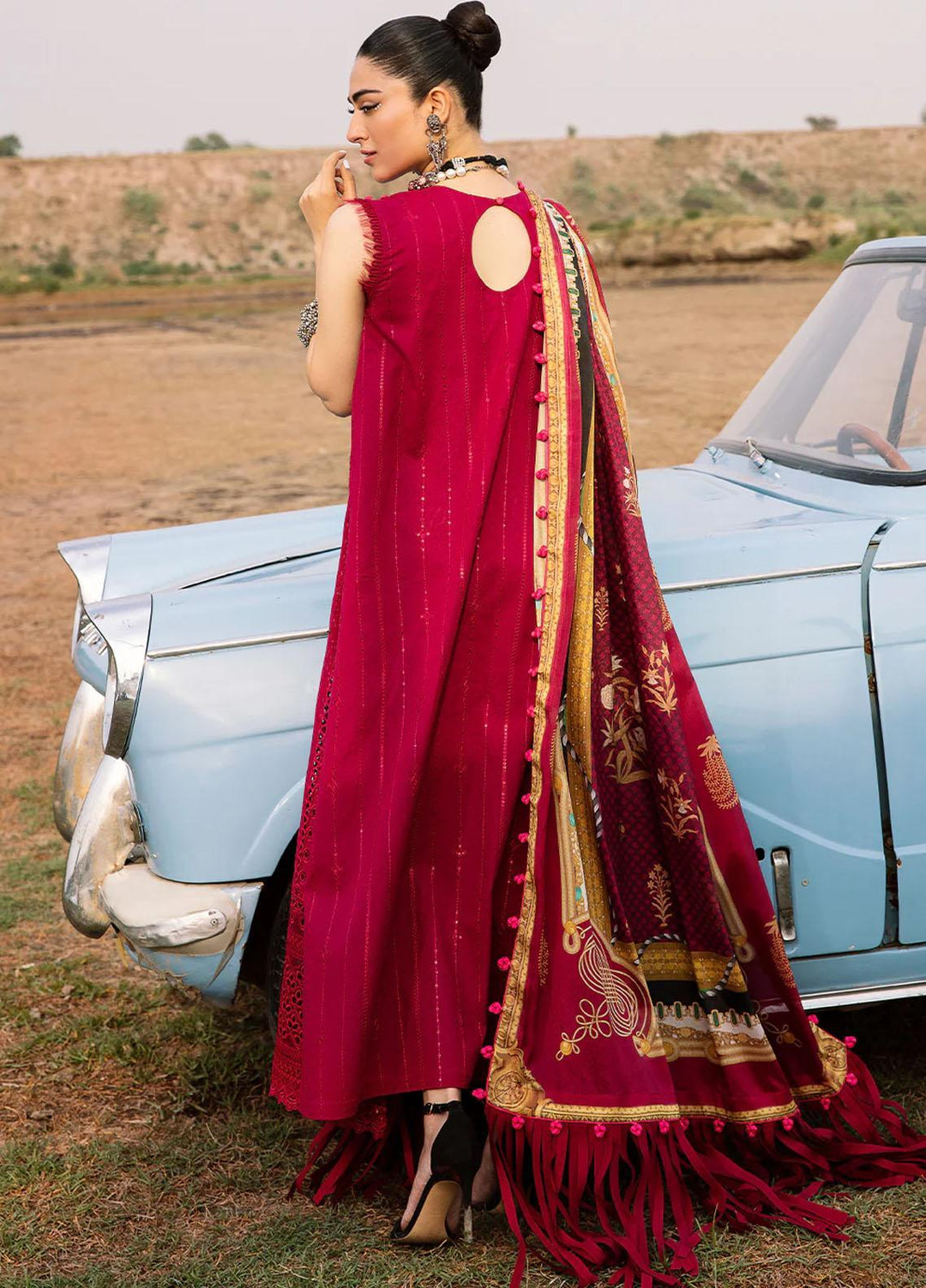 Mem Saab By Bin Ilyas Embroidered Lawn Suits Unstitched 3 Piece BI23MS 714-A - Luxury Collection