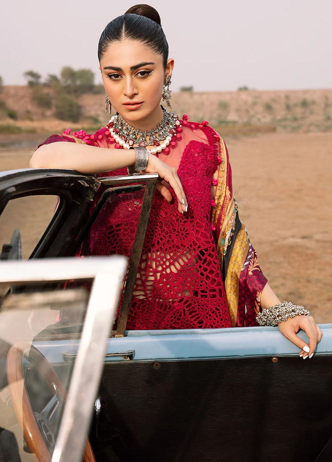 Mem Saab By Bin Ilyas Embroidered Lawn Suits Unstitched 3 Piece BI23MS 714-A - Luxury Collection