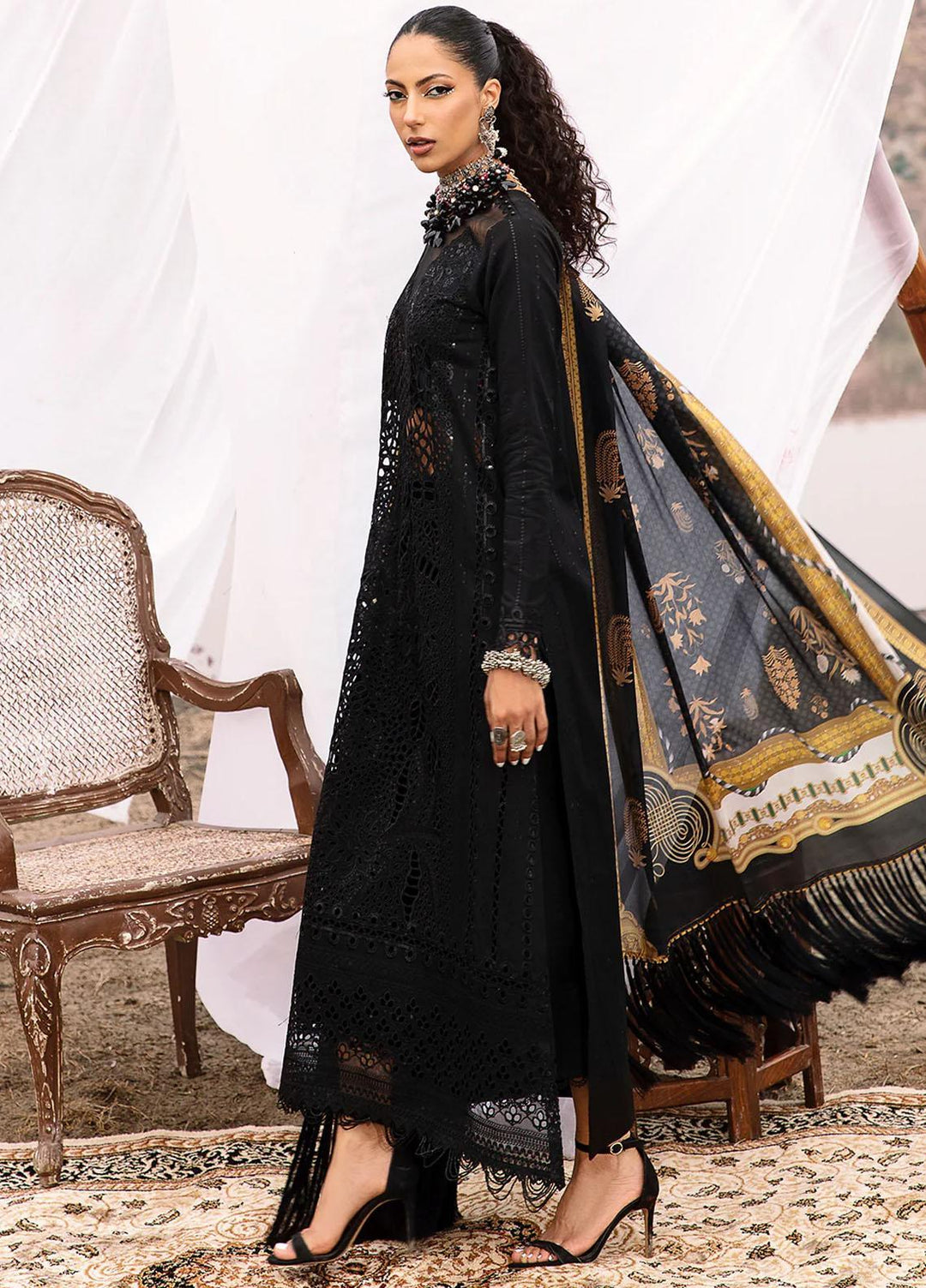 Mem Saab By Bin Ilyas Embroidered Lawn Suits Unstitched 3 Piece BI23MS 714-B - Luxury Collection