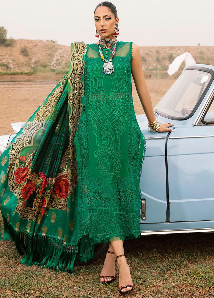 Mem Saab By Bin Ilyas Embroidered Lawn Suits Unstitched 3 Piece BI23MS 715-A - Luxury Collection
