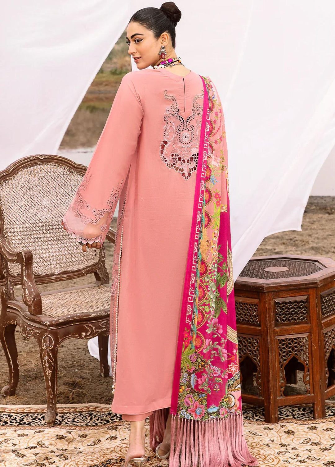 Mem Saab By Bin Ilyas Embroidered Lawn Suits Unstitched 3 Piece BI23MS 716-A - Luxury Collection