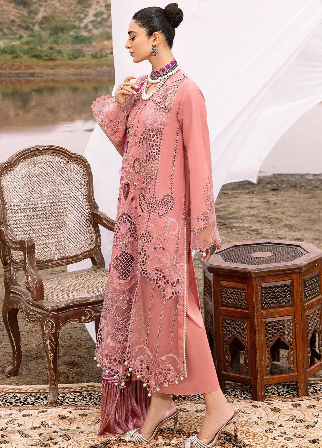 Mem Saab By Bin Ilyas Embroidered Lawn Suits Unstitched 3 Piece BI23MS 716-A - Luxury Collection