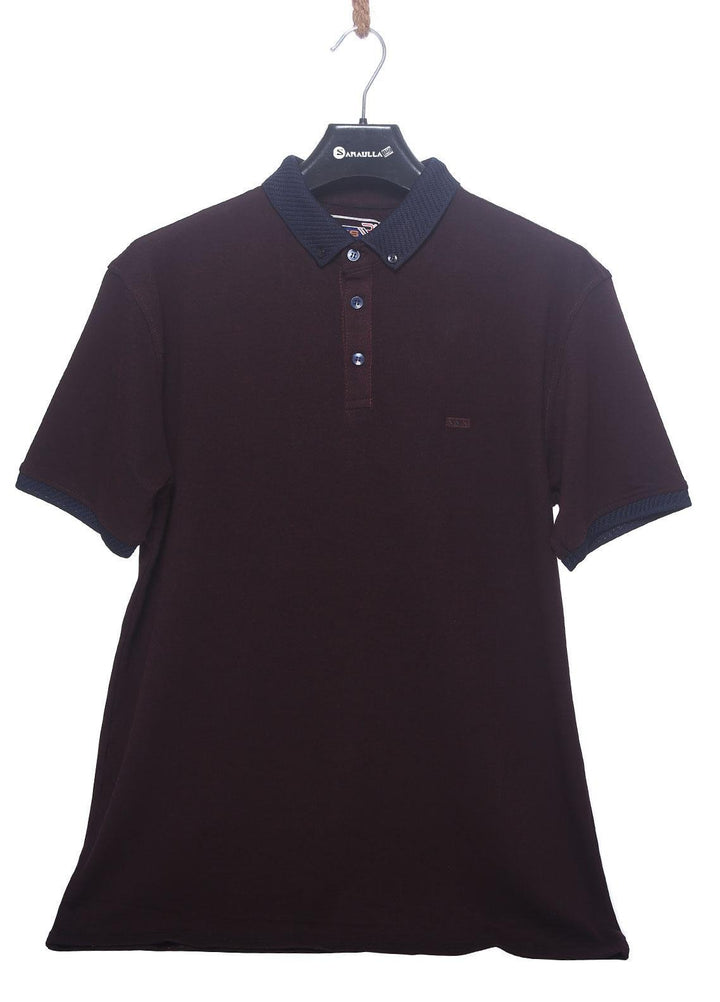 Sanaulla Exclusive Range Cotton Casual Men T-Shirts -  D-5426 Maroon