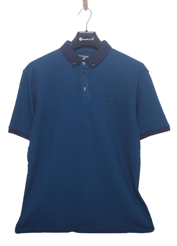 Sanaulla Exclusive Range Cotton Casual T-Shirts for Men -  D-5426 R-Blue