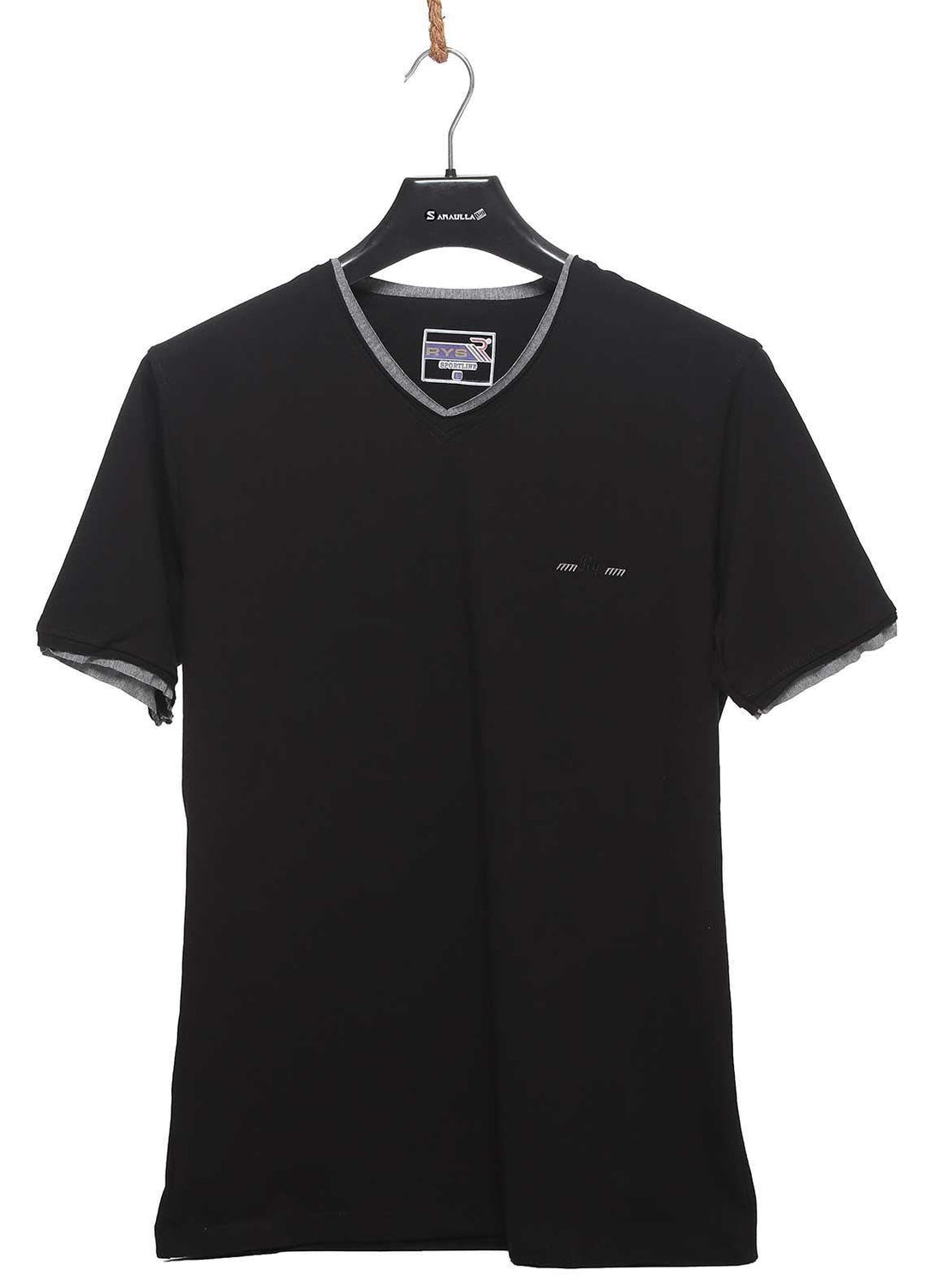 Sanaulla Exclusive Range Cotton Casual Mens T-Shirts -  5498 Black