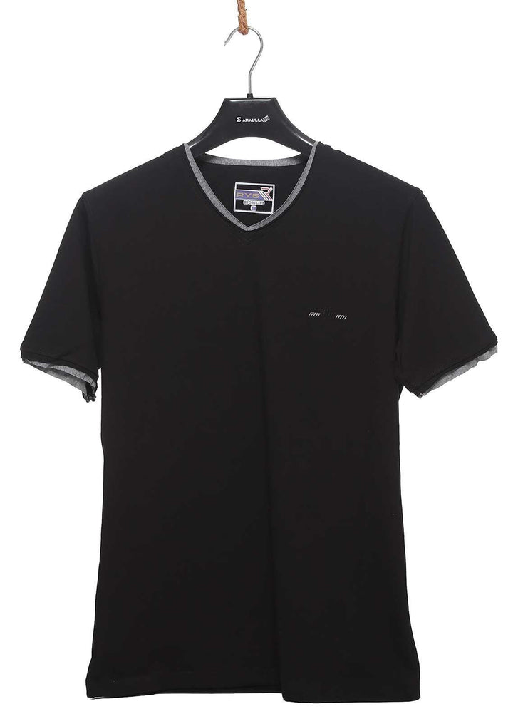 Sanaulla Exclusive Range Cotton Casual Mens T-Shirts -  5498 Black