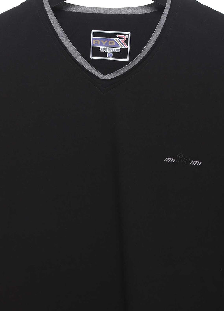 Sanaulla Exclusive Range Cotton Casual Mens T-Shirts -  5498 Black