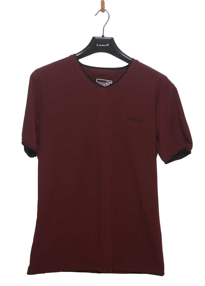 Sanaulla Exclusive Range Cotton Casual Mens T-Shirts -  5498 Maroon