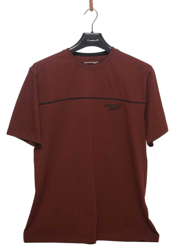 Sanaulla Exclusive Range Cotton Casual T-Shirts for Mens -  5728 Rust