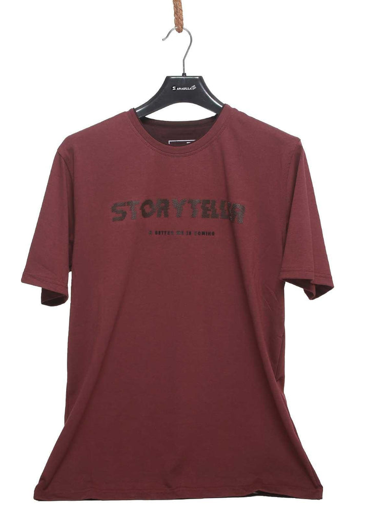 Sanaulla Exclusive Range Cotton Casual Mens T-Shirts -  5732 Maroon