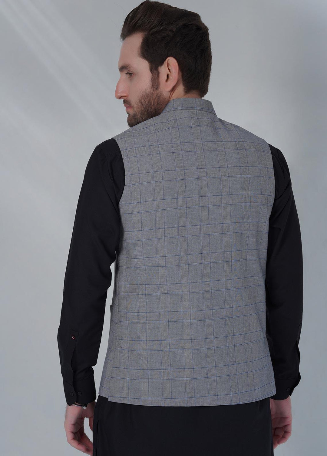 Sanaulla Exclusive Range Cotton Formal Waistcoat for Men -  W-1290 Light Grey