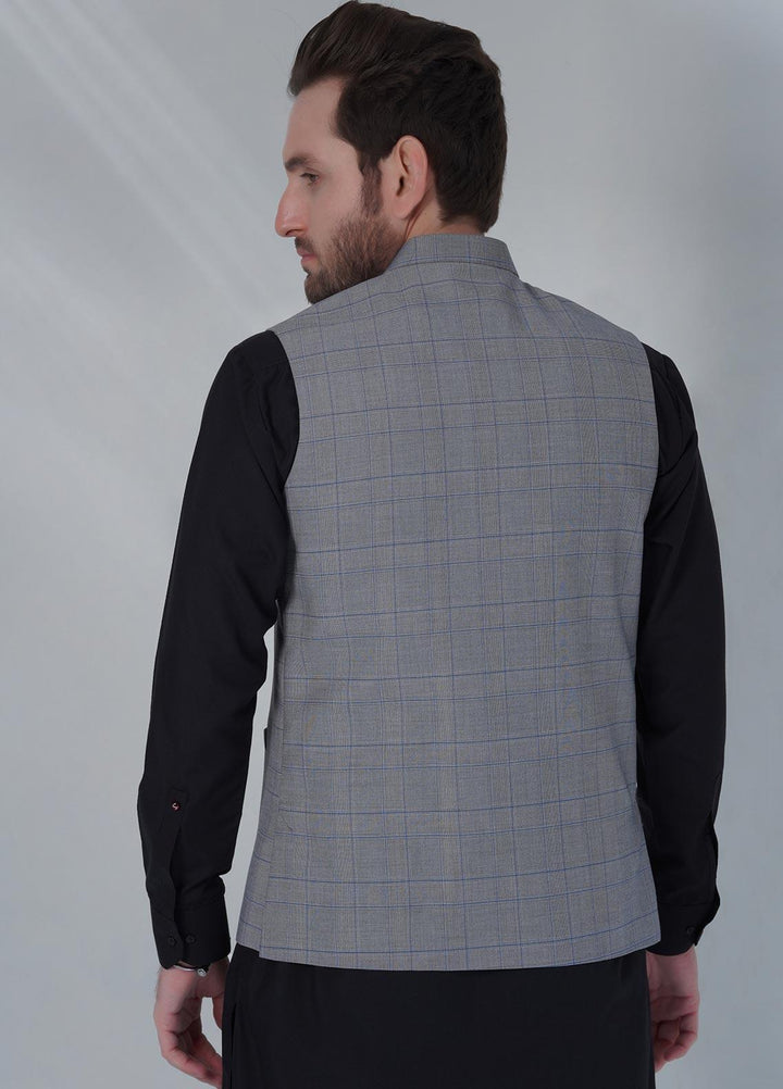 Sanaulla Exclusive Range Cotton Formal Waistcoat for Men -  W-1290 Light Grey