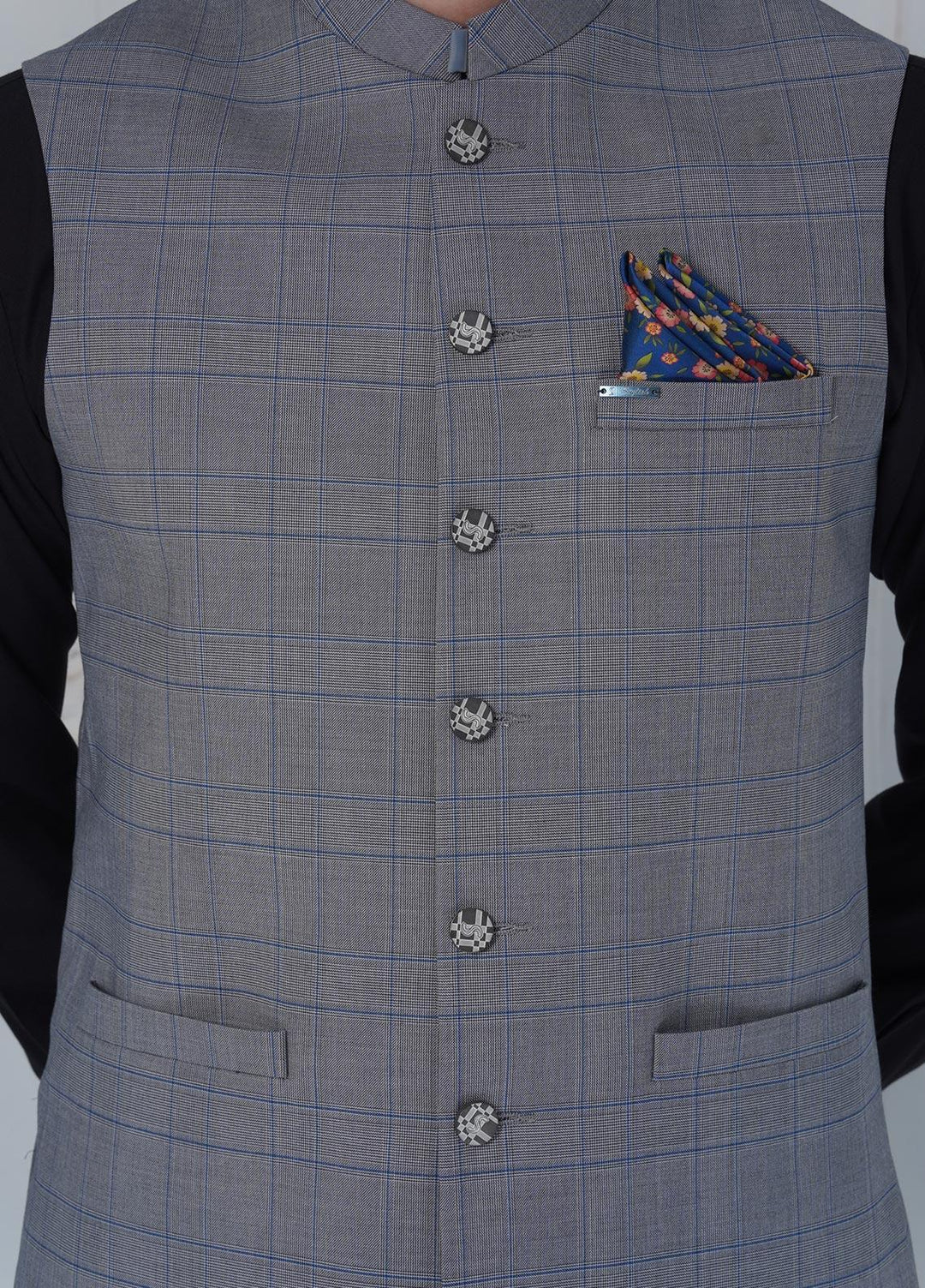 Sanaulla Exclusive Range Cotton Formal Waistcoat for Men -  W-1290 Light Grey