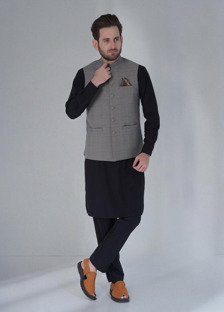 Sanaulla Exclusive Range Cotton Formal Waistcoat for Men -  W-1294 Green