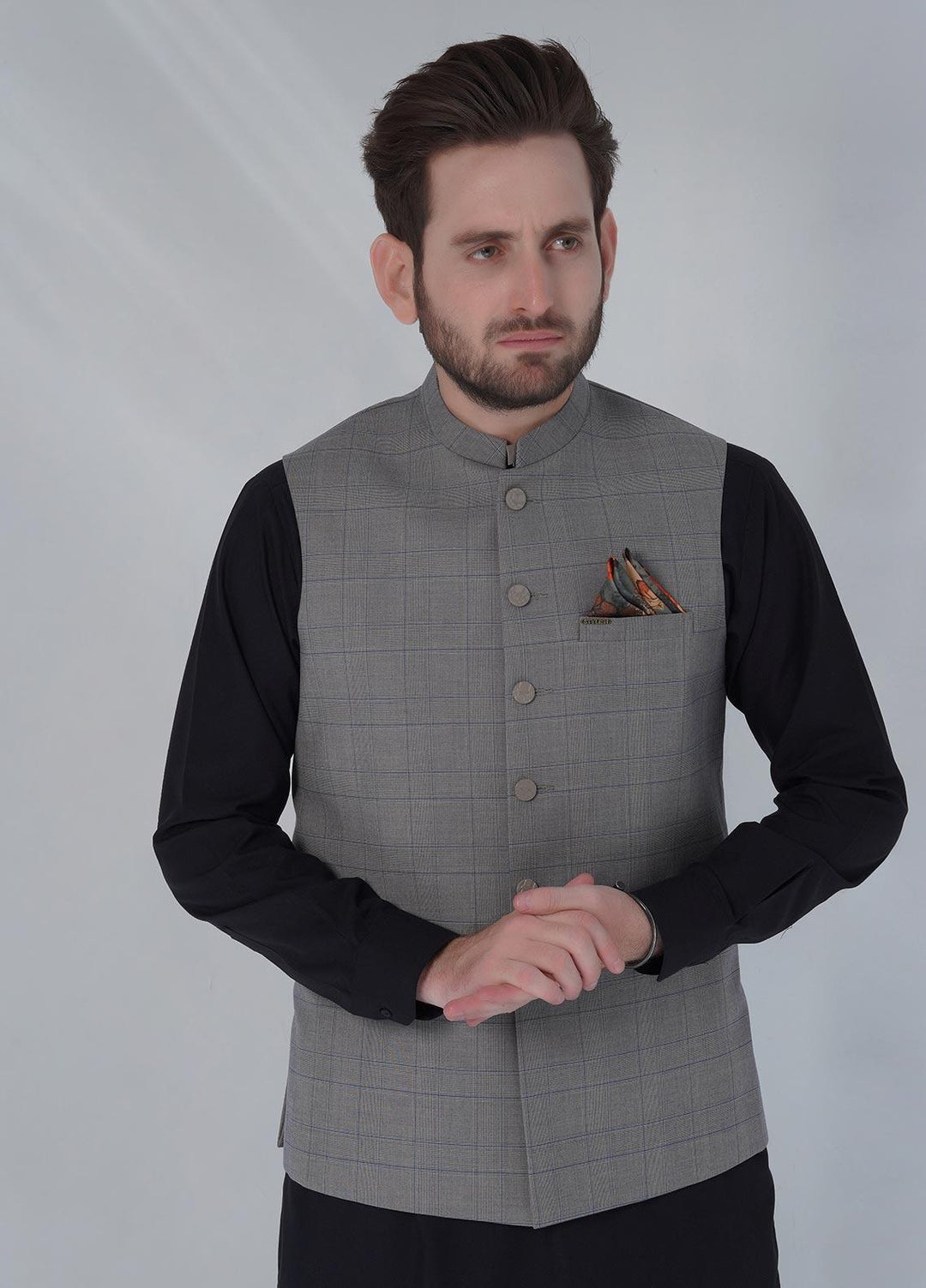 Sanaulla Exclusive Range Cotton Formal Waistcoat for Men -  W-1294 Green