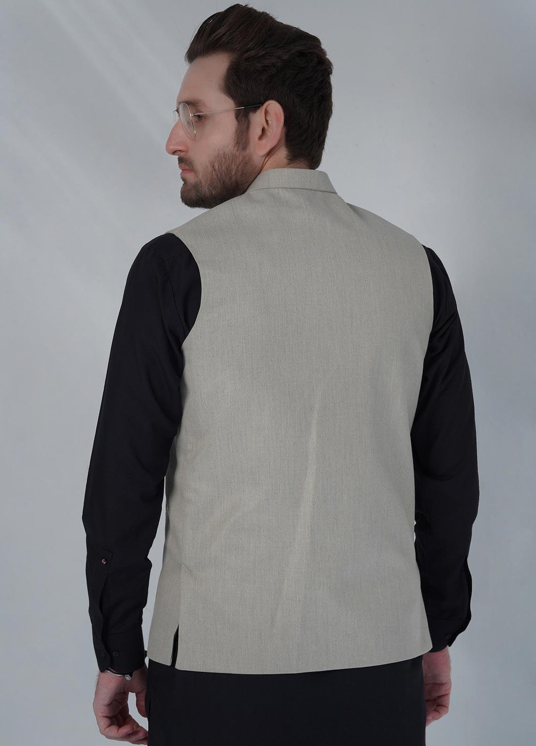 Sanaulla Exclusive Range Cotton Formal Waistcoat for Men -  W-1359 L Green