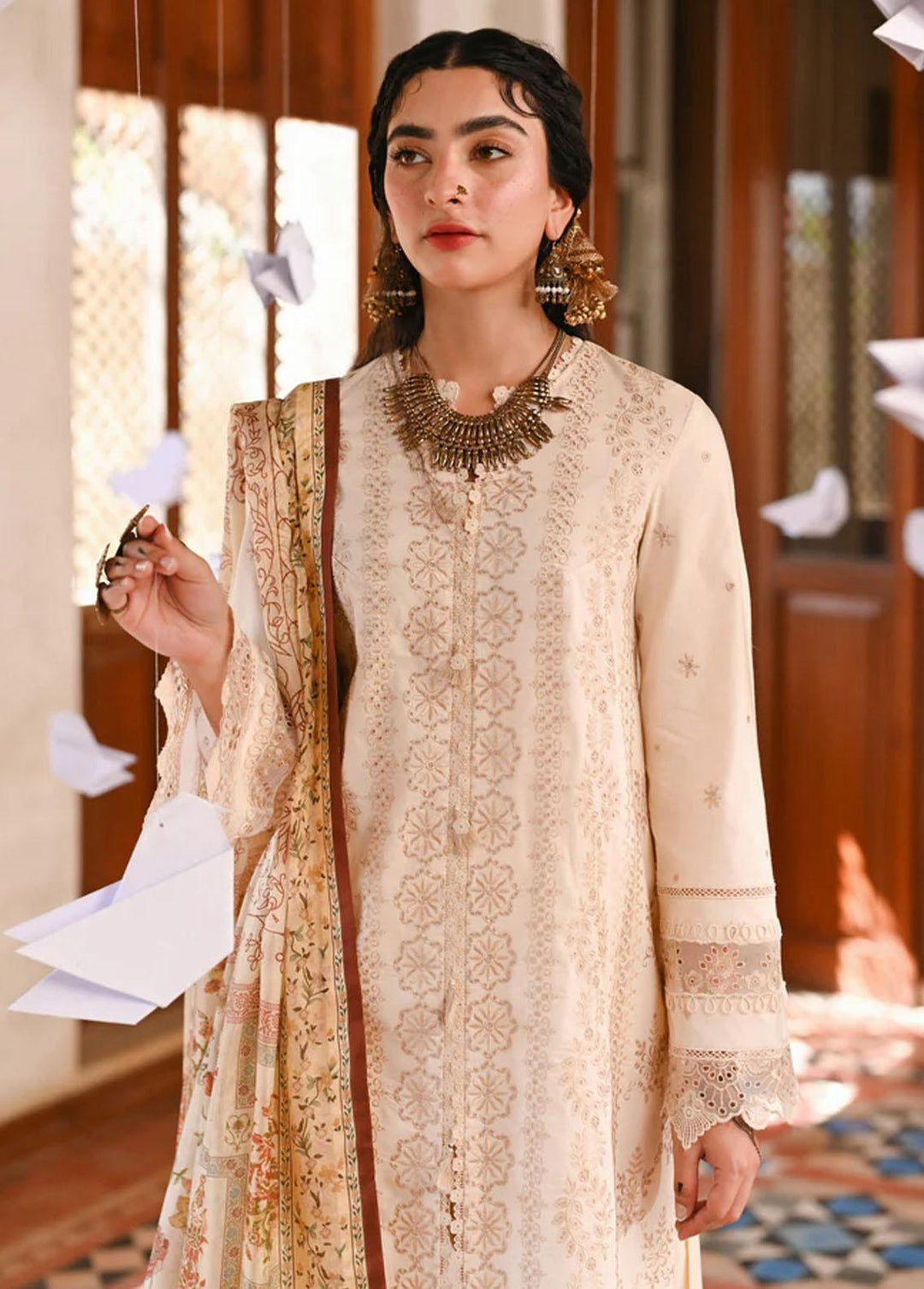 Menakumare By Aabyaan Embroidered Schiffli Suits Unstitched 3 Piece ABY23M AE-04 Nargis - Eid Collection