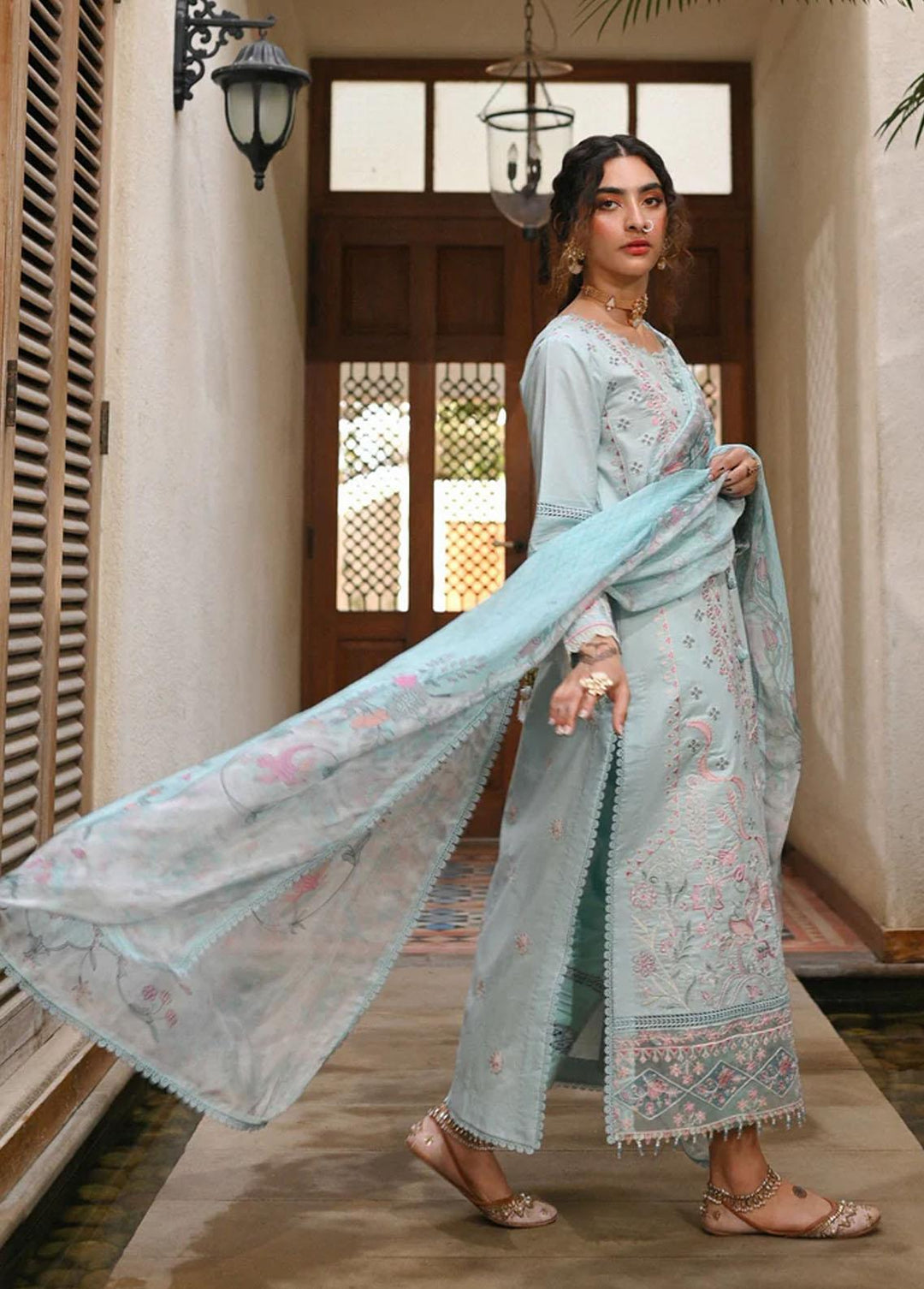 Menakumare By Aabyaan Embroidered Chikankari Suits Unstitched 3 Piece ABY23M AE-08 Geeta - Eid Collection