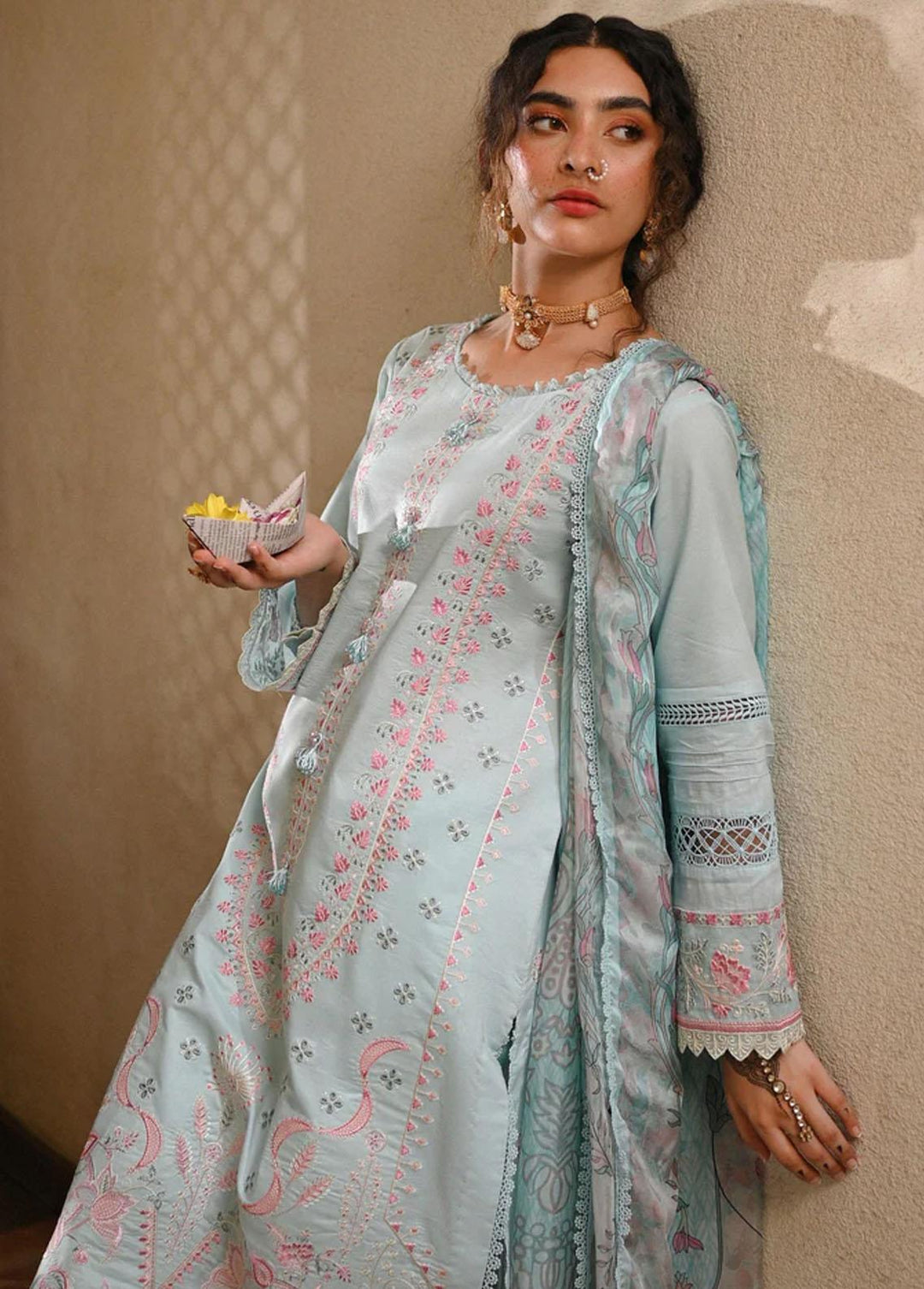 Menakumare By Aabyaan Embroidered Chikankari Suits Unstitched 3 Piece ABY23M AE-08 Geeta - Eid Collection