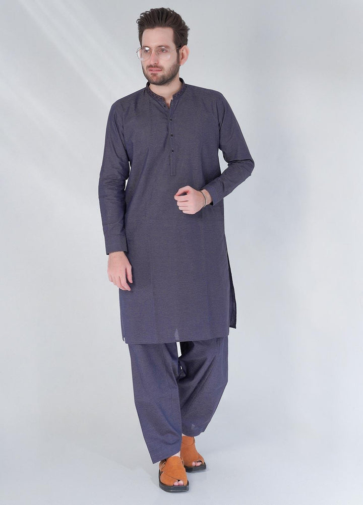 Sanaulla Exclusive Range Cotton Formal Shalwar Kameez for Men -  C-9074 Blue