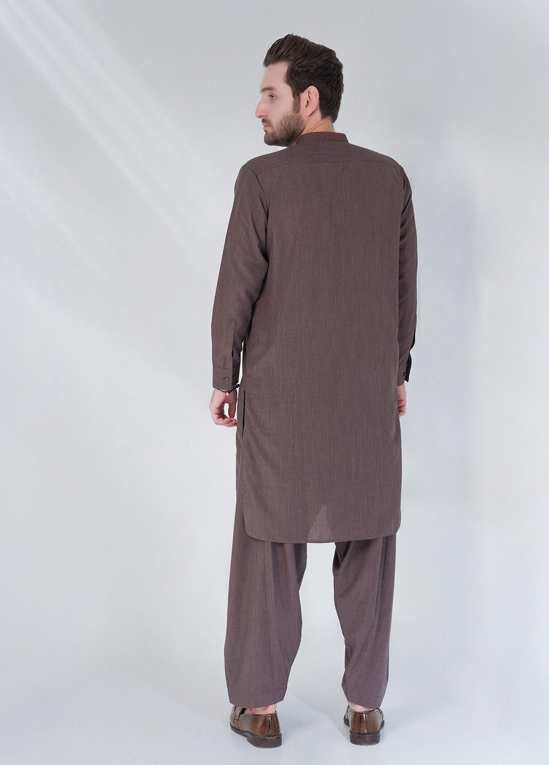 Sanaulla Exclusive Range Cotton Formal Shalwar Kameez for Men -  C-9351 Chocolaty