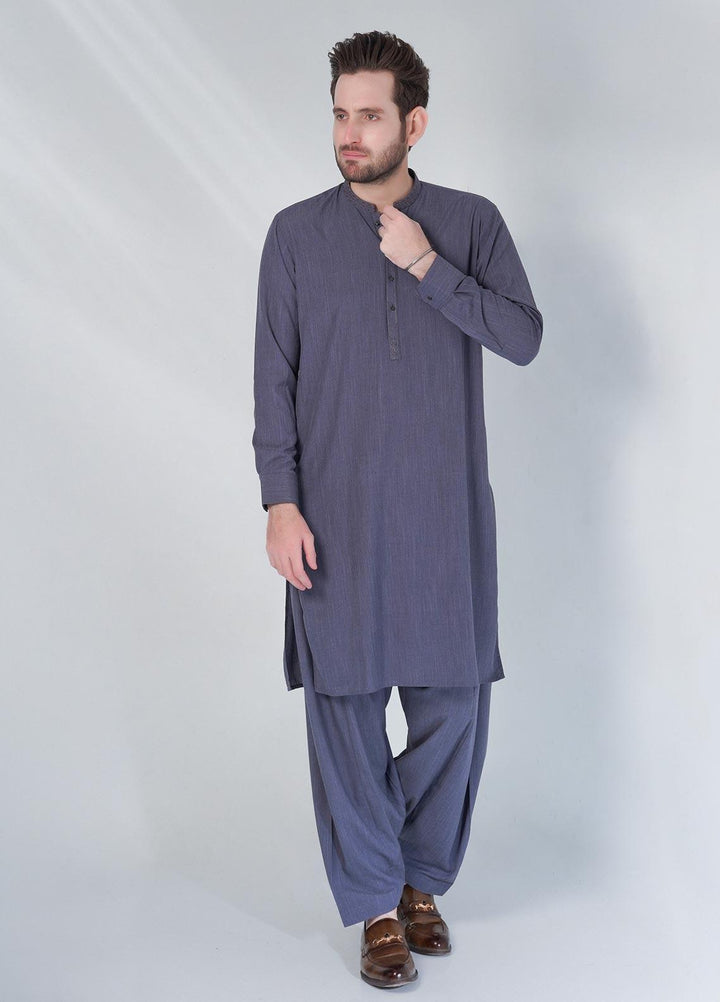 Sanaulla Exclusive Range Cotton Formal Shalwar Kameez for Men -  C-9351 Grey
