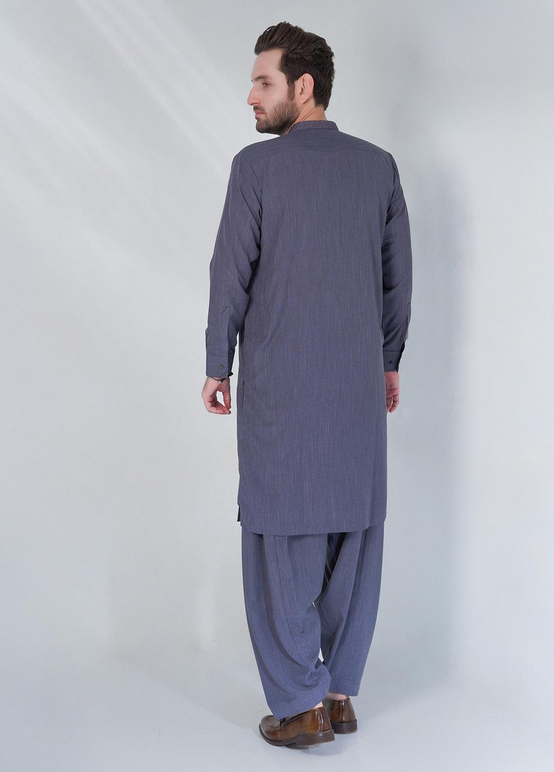 Sanaulla Exclusive Range Cotton Formal Shalwar Kameez for Men -  C-9351 Grey