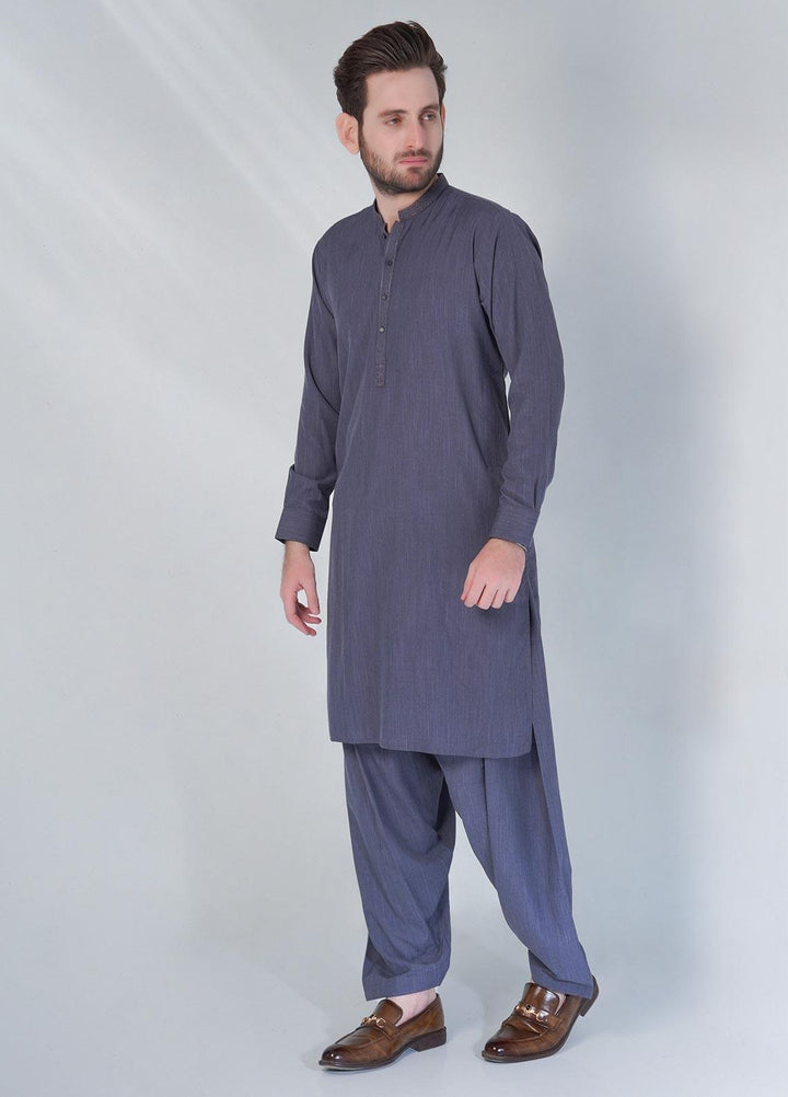Sanaulla Exclusive Range Cotton Formal Shalwar Kameez for Men -  C-9351 Grey