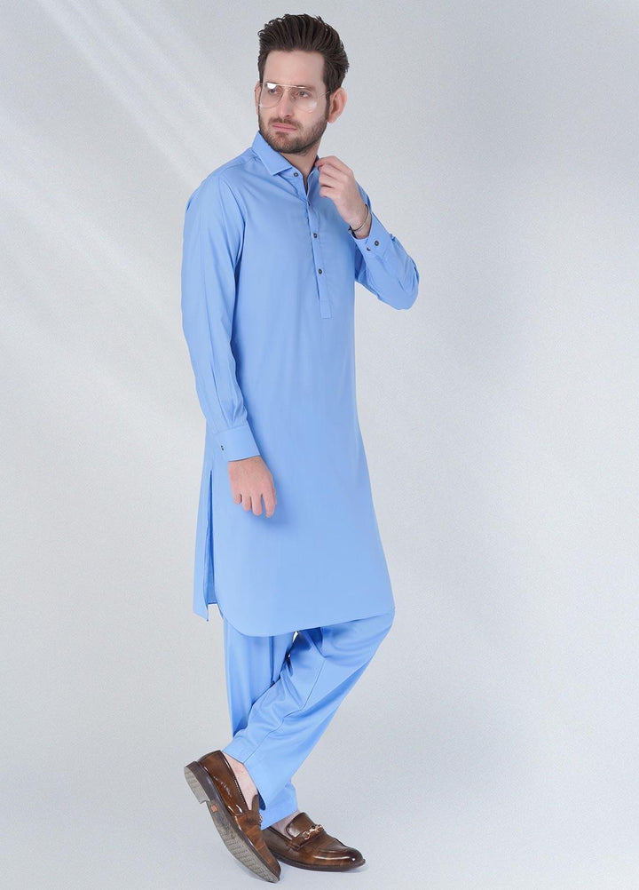 Brands & Blends Cotton Formal Shalwar Kameez for Men -  D#04 Sky Blue
