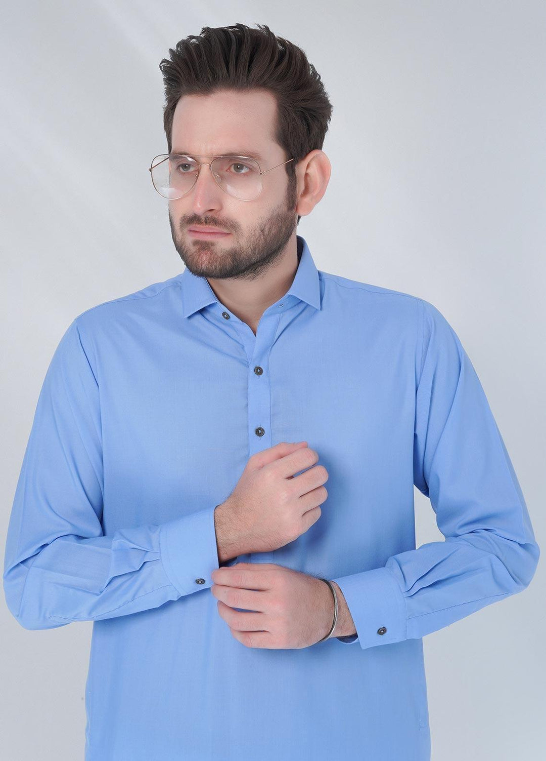 Brands & Blends Cotton Formal Shalwar Kameez for Men -  D#04 Sky Blue