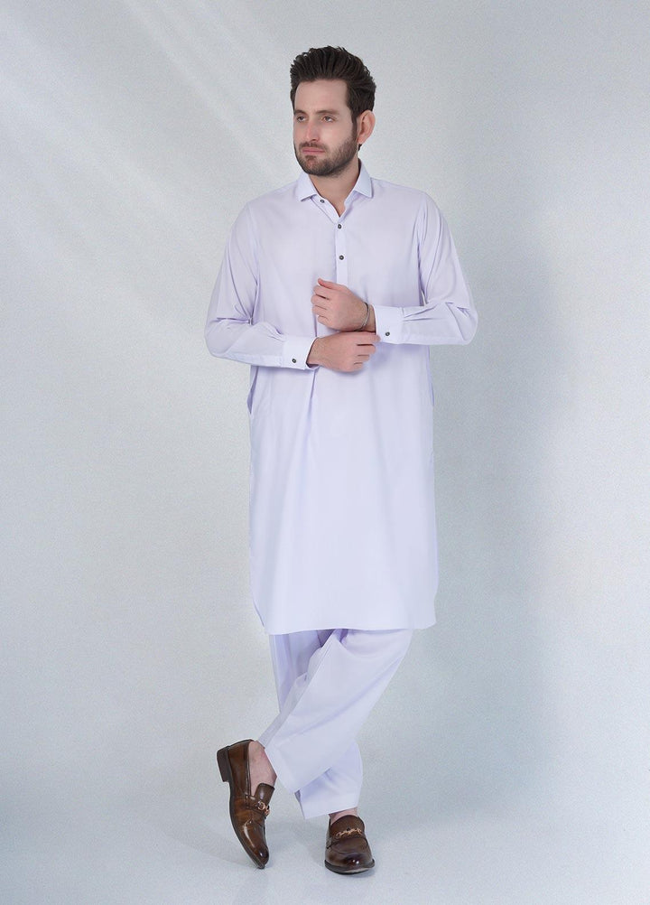 Sanaulla Exclusive Range Cotton Formal Shalwar Kameez for Men -  D#07 White