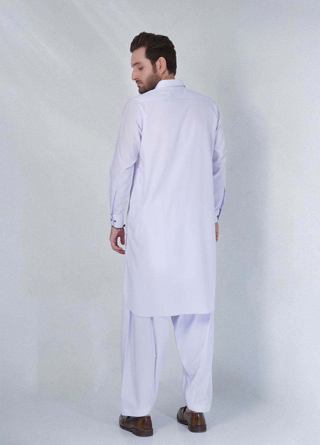 Sanaulla Exclusive Range Cotton Formal Shalwar Kameez for Men -  D#07 White